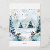 エレガントなクリスマスの水彩植物コレクション 箔シーズンカード (裏面)