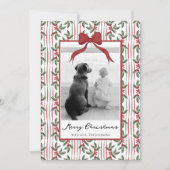 エレガントなクリスマスの水彩植物リボン シーズンカード (正面)