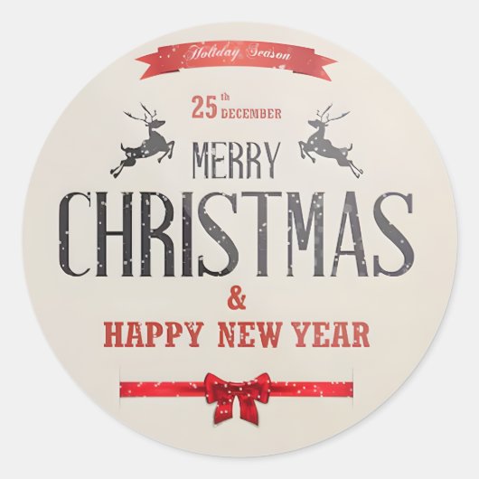 エレガントなクリスマスの水彩植物画 ラウンドシール (正面)
