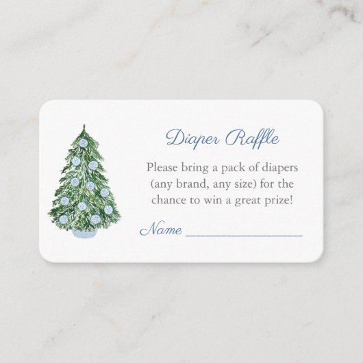 エレガントなクリスマスの男の子ベイビーシャワーディーパーラッフル エンクロージャーカード (正面)