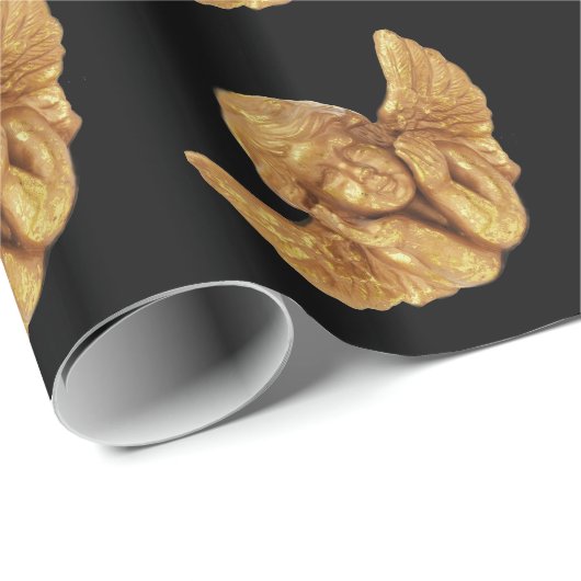 エレガントなクリスマスの美しい金天使のギフト ラッピングペーパー (ロールコーナー)