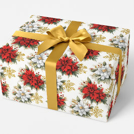 エレガントなクリスマスの花々  ラッピングペーパー