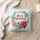 エレガントなクリスマスの花のリース|の装飾用クッション クッション (ブランケット)