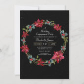 エレガントなクリスマスの花壇 ポインセチア ホリデーパーティ 招待状 (正面)