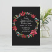 エレガントなクリスマスの花壇 ポインセチア ホリデーパーティ 招待状 (スタンド正面)