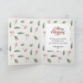 エレガントなクリスマスの葉とベリー シーズンカード (内部)