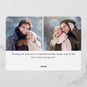 エレガントなクリスマスの葉の写真3枚セット シルバー 箔シーズンカード (裏面)