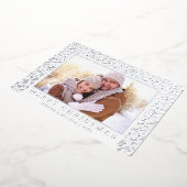 エレガントなクリスマスの葉2 写真 シルバー 箔シーズンカード (回転した状態)