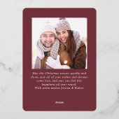 エレガントなクリスマスの葉 2 枚の写真 ローズゴールド 箔シーズンカード (裏面)