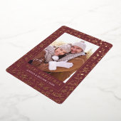 エレガントなクリスマスの葉 2 枚の写真 ローズゴールド 箔シーズンカード (回転した状態)