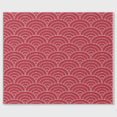 エレガントなクリスマスの赤いアールデコファンパターン ラッピングペーパー (フラット)