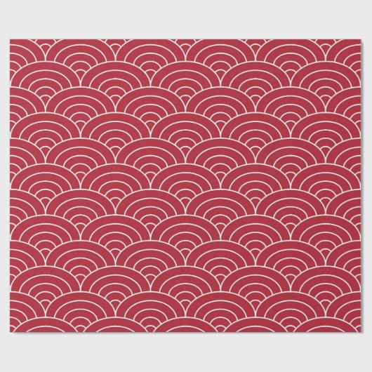 エレガントなクリスマスの赤いアールデコファンパターン ラッピングペーパー (フラット)