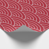 エレガントなクリスマスの赤いアールデコファンパターン ラッピングペーパー (角)