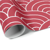 エレガントなクリスマスの赤いアールデコファンパターン ラッピングペーパー (ロールコーナー)
