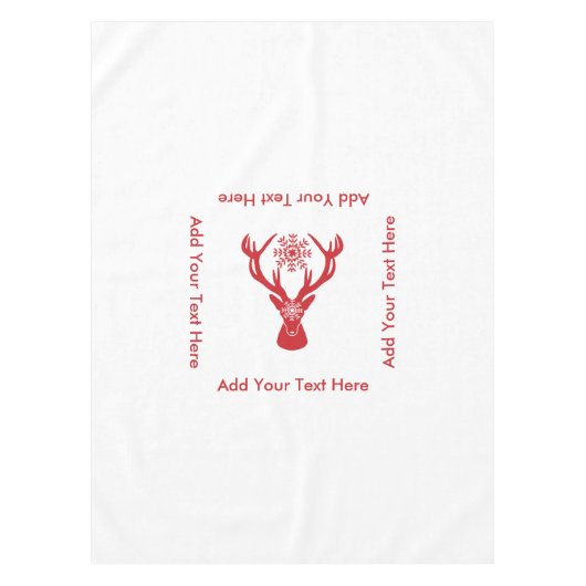 エレガントなクリスマスの雄鹿の赤と白アカシカ テーブルクロス (正面)