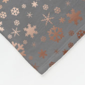 エレガントなクリスマスの雪片パターンばら色の金ゴールド フリースブランケット (角)