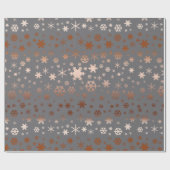 エレガントなクリスマスの雪片パターンばら色の金ゴールド ラッピングペーパー (フラット)