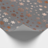 エレガントなクリスマスの雪片パターンばら色の金ゴールド ラッピングペーパー (角)
