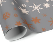 エレガントなクリスマスの雪片パターンばら色の金ゴールド ラッピングペーパー (ロールコーナー)