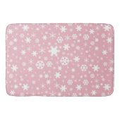 エレガントなクリスマスの雪片パターンパステル調ピンク バスマット (正面)