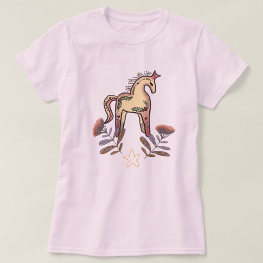 エレガントなクリスマスの馬 Tシャツ (デザイン正面)
