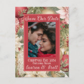 エレガントなクリスマスイブのロマンチックな写真 ウェディング 案内ポストカード (正面)