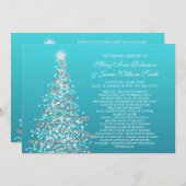 エレガントなクリスマスウェディングターコイズ 招待状 (正面/裏面)