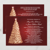 エレガントなクリスマスウェディングプログラム ゴールド レッド プログラム (正面/裏面)