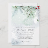 エレガントなクリスマスウェディング - 赤と緑のホリデーパーティー 招待状 (正面)