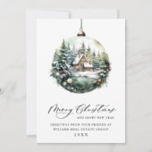 エレガントなクリスマスオーナメントの企業へのご挨拶 シーズンカード (正面)