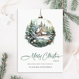 エレガントなクリスマスオーナメントの企業へのご挨拶 シーズンカード