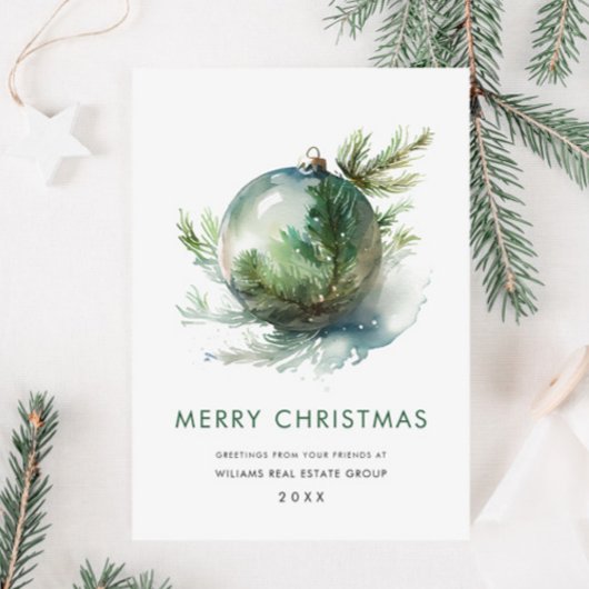 エレガントなクリスマスオーナメントの企業へのご挨拶 シーズンカード