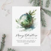 エレガントなクリスマスオーナメントの企業へのご挨拶 シーズンカード