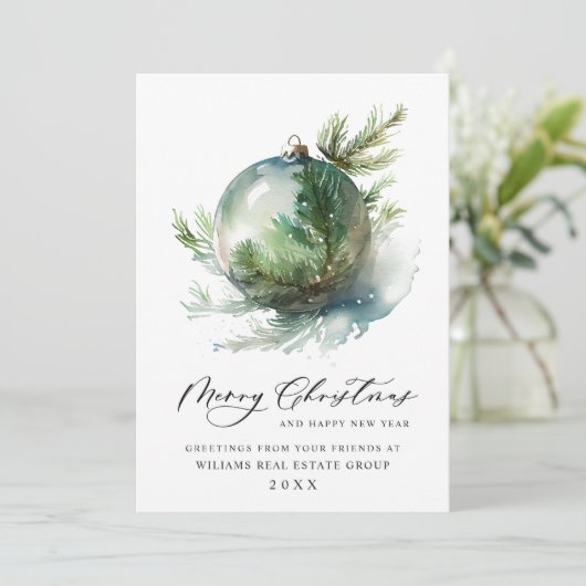 エレガントなクリスマスオーナメントの企業へのご挨拶 シーズンカード (スタンド正面)