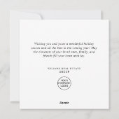 エレガントなクリスマスオーナメントの企業へのご挨拶 シーズンカード (裏面)