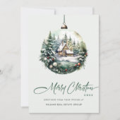 エレガントなクリスマスオーナメントの企業へのご挨拶 シーズンカード (正面)