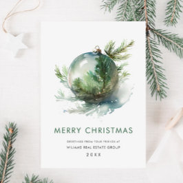 エレガントなクリスマスオーナメントの法人向け年賀状 シーズンカード