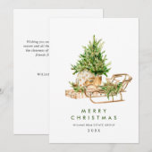 エレガントなクリスマスオーナメントの法人向け新年のご挨拶 シーズンカード (正面/裏面)