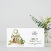 エレガントなクリスマスオーナメントの法人向け新年のご挨拶 シーズンカード (スタンド正面)