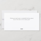 エレガントなクリスマスオーナメントの法人向け新年のご挨拶 シーズンカード (裏面)