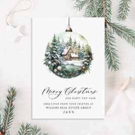 エレガントなクリスマスオーナメントの法人向け新年のご挨拶 シーズンカード