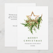 エレガントなクリスマスオーナメントの法人向け新年のご挨拶 シーズンカード (正面/裏面)