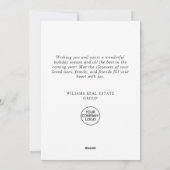 エレガントなクリスマスオーナメントの法人向け新年のご挨拶 シーズンカード (裏面)