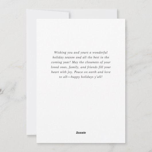 エレガントなクリスマスオーナメントの法人向け新年のご挨拶 シーズンカード (裏面)