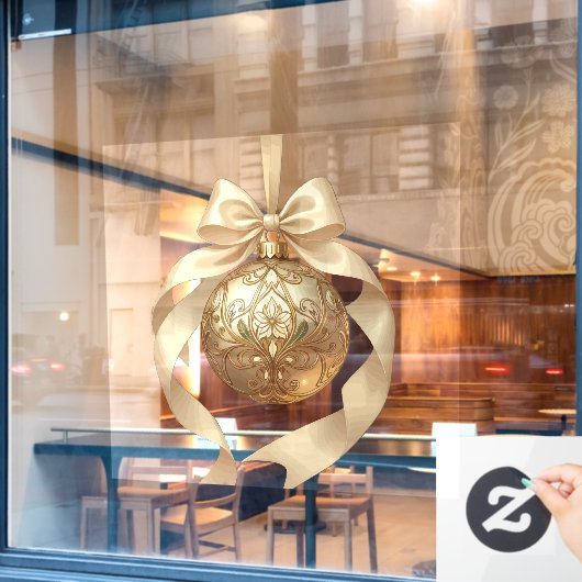 エレガントなクリスマスオーナメント ベージュとブラウン ウィンドウサイン (カフェ窓)