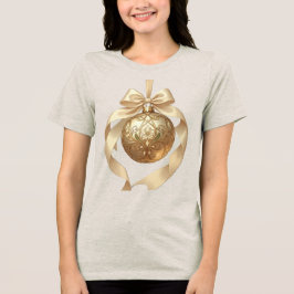 エレガントなクリスマスオーナメント ベージュとブラウン トライブレンドTシャツ