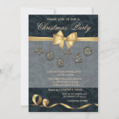 エレガントなクリスマスオーナメント, リボン, クリスマスパーティー 招待状 (正面)