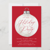エレガントなクリスマスオーナメント 赤いホリデーパーティー 招待状 (正面)