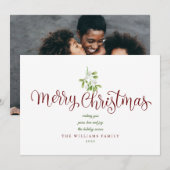 エレガントなクリスマスカード　もみの木のスクリプト　メリークリスマス　写真付き シーズンカード (正面/裏面)