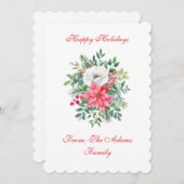 エレガントなクリスマスカード シンプルな贅沢な花柄 シーズンカード (正面/裏面)